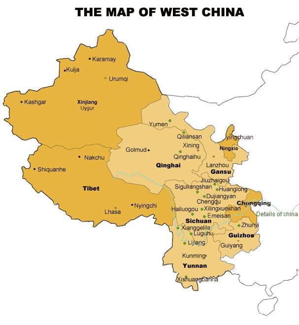 քարտեզ Արեւմտյան Չինաստանից