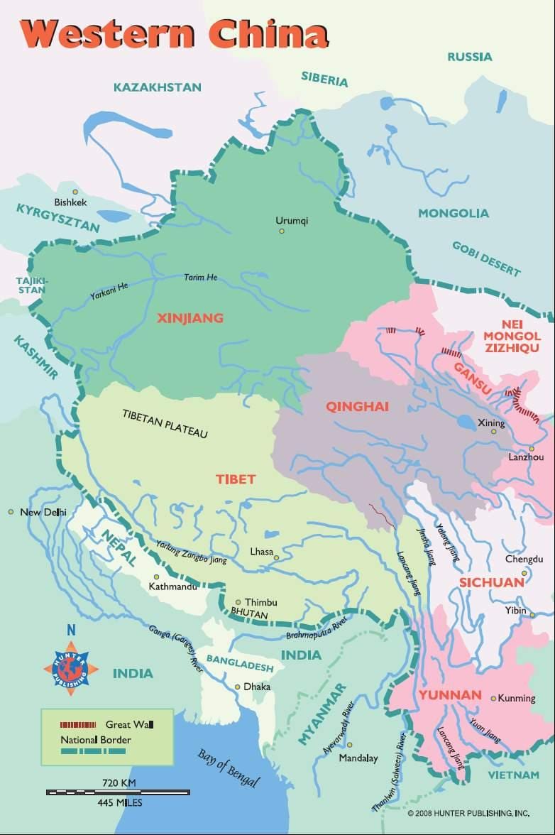 քարտեզ Արեւմտյան Չինաստանից