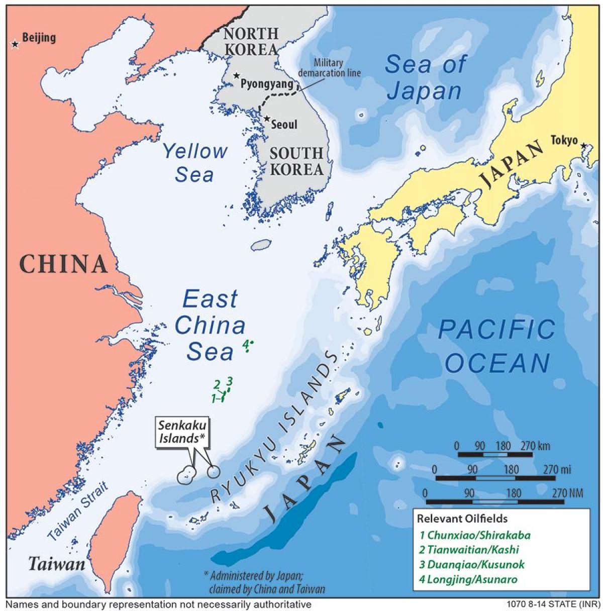 քարտեզ Արեւելյան-չինական ծովի