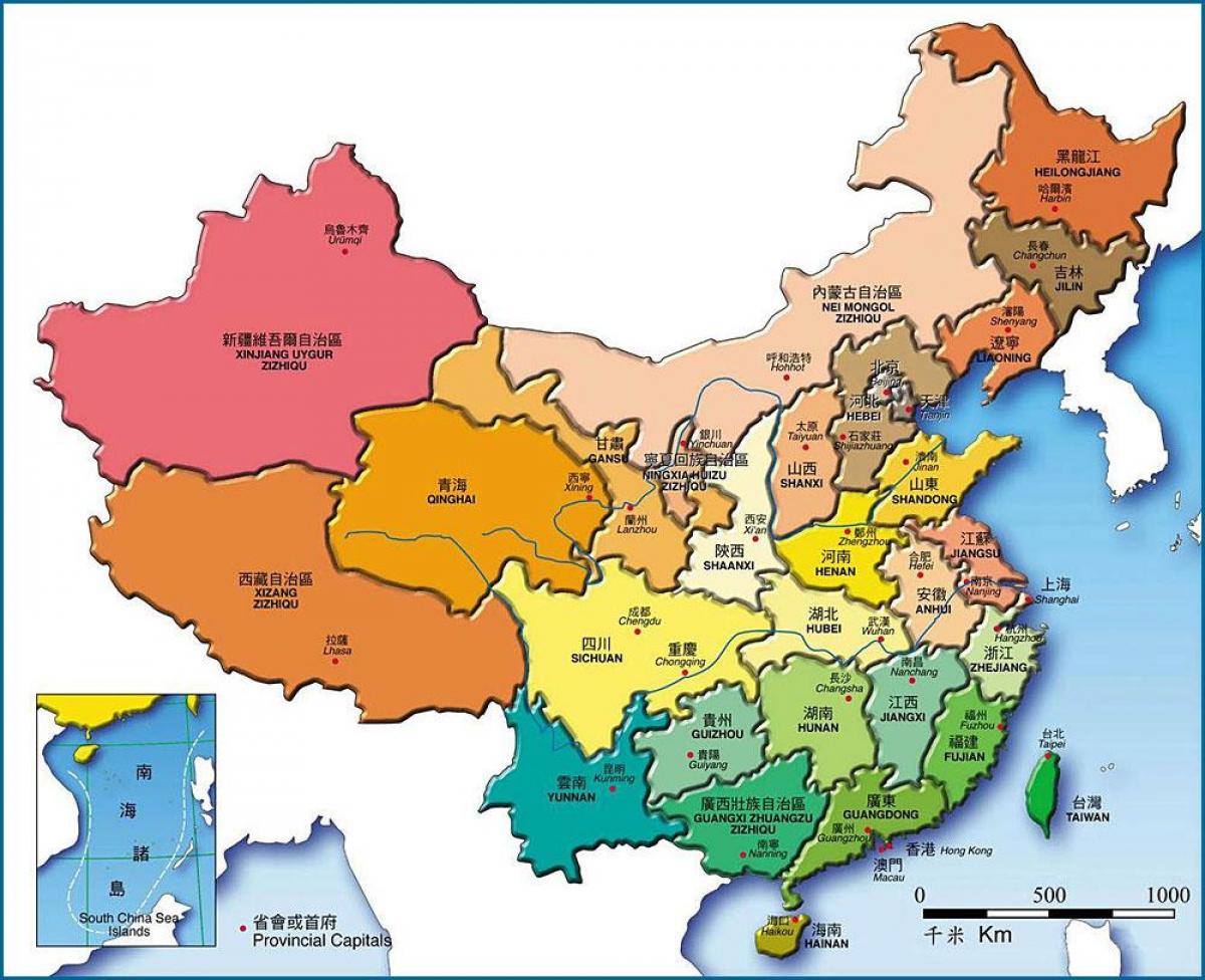 մարզերի քարտեզ Չինաստանի