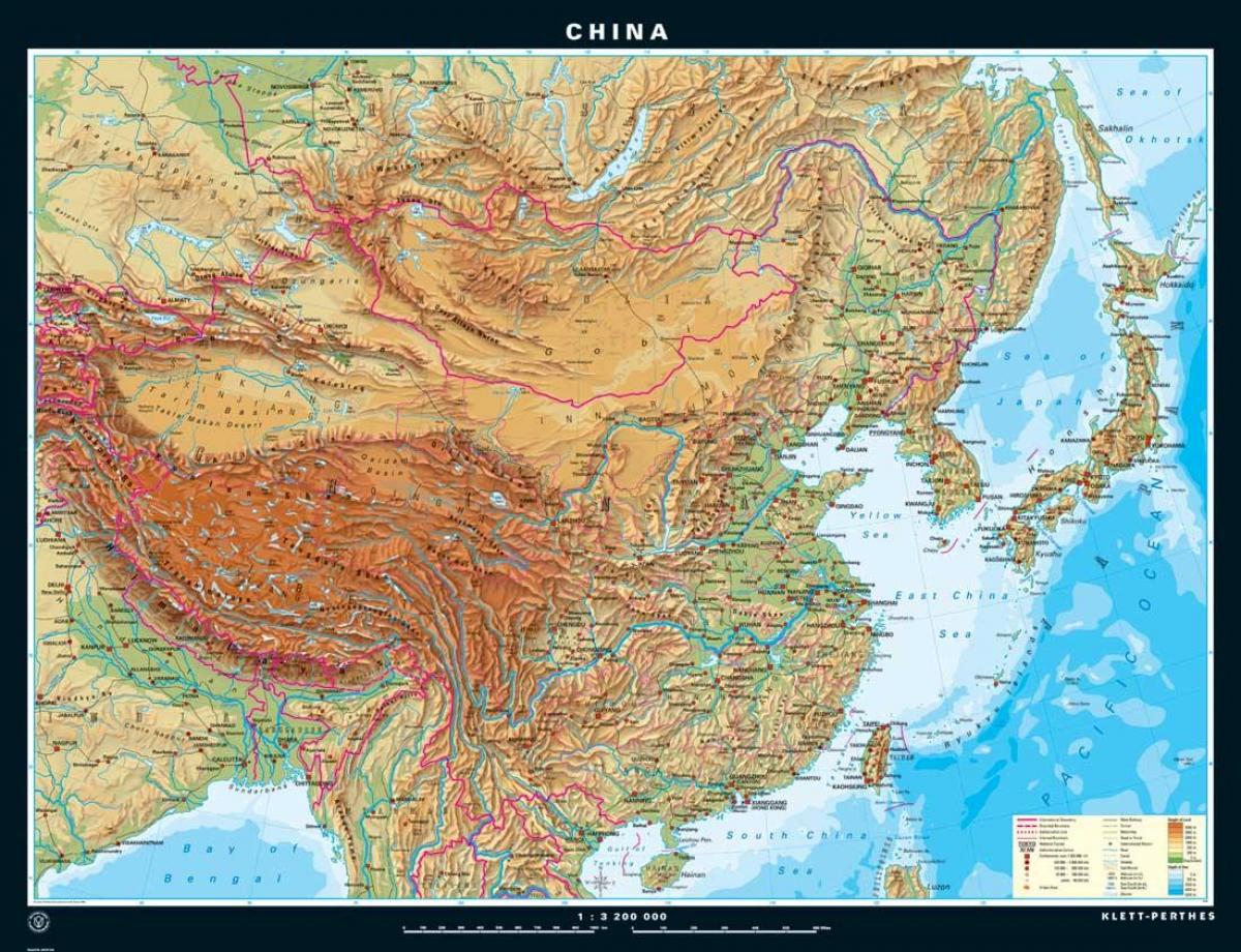 ֆիզիկա-աշխարհագրական քարտեզներ Չինաստանի