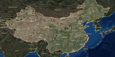 Արբանյակային քարտեզի վրա Չինաստանի