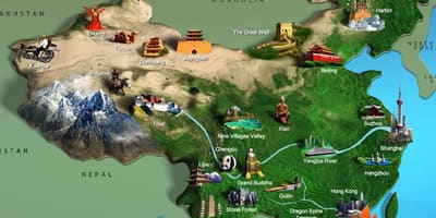 Քարտեզ Չինաստանի տեսարժան վայրերը