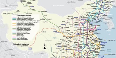 Չինաստանը bullet գնացքի քարտեզի վրա