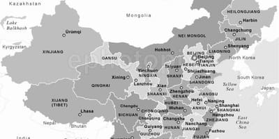 Քարտեզ Չինաստանի սեւ եւ սպիտակ